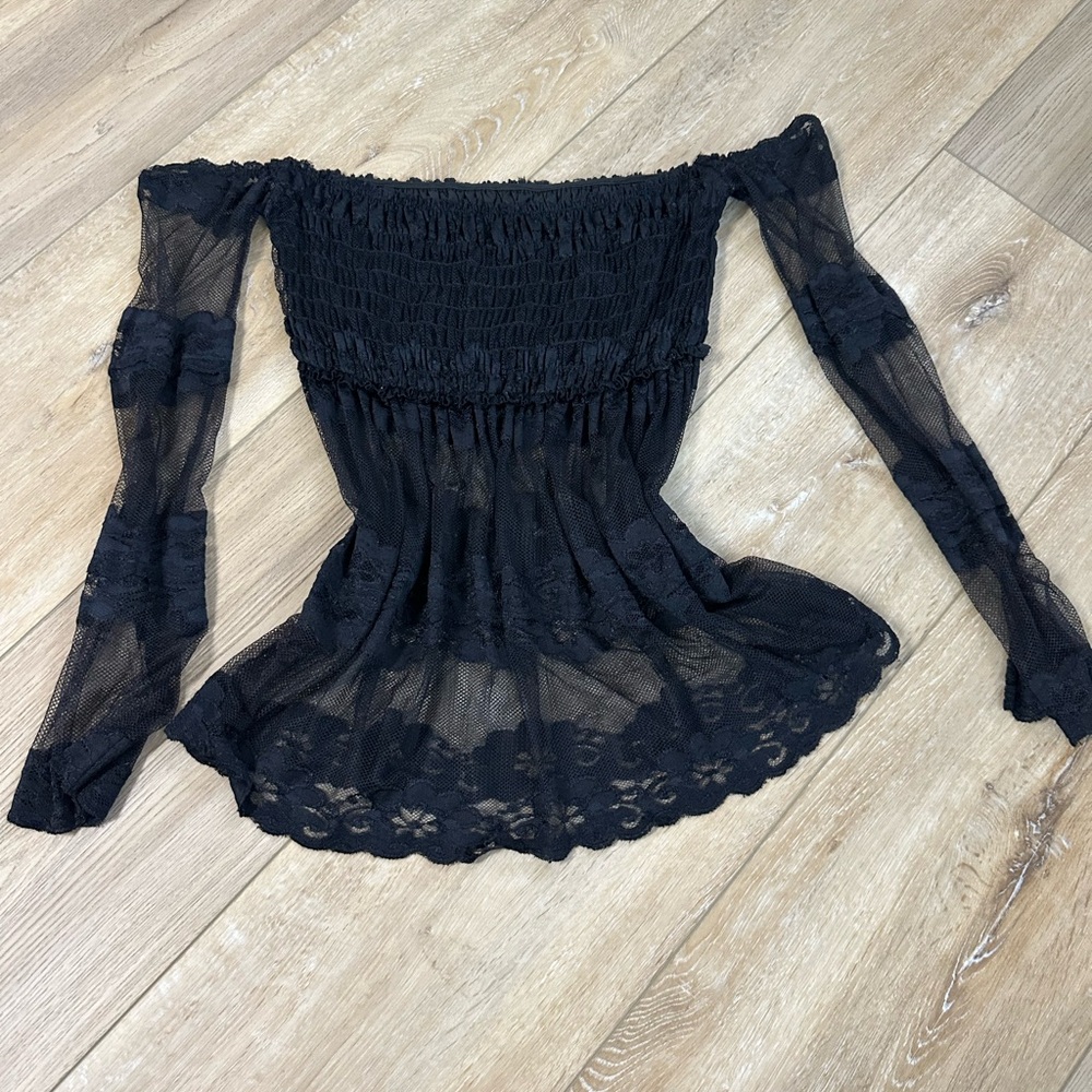 Black Sheer Off-Shoulder Top